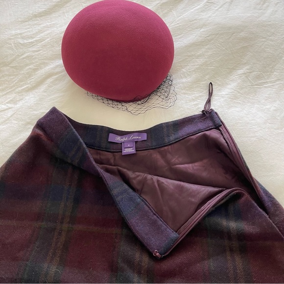 RALPH LAUREN PURPLE LABEL PLAID WOOL ERIKA CIRCLE SKIRT - Picture 6 of 17